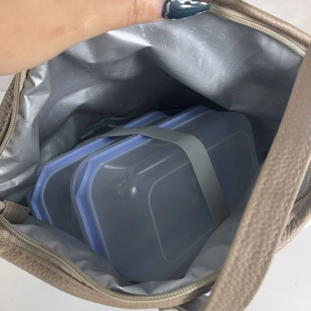 Eco One Insulated Lunch Tote Set Blue Bag Food Containers Ice Pack Travel Work